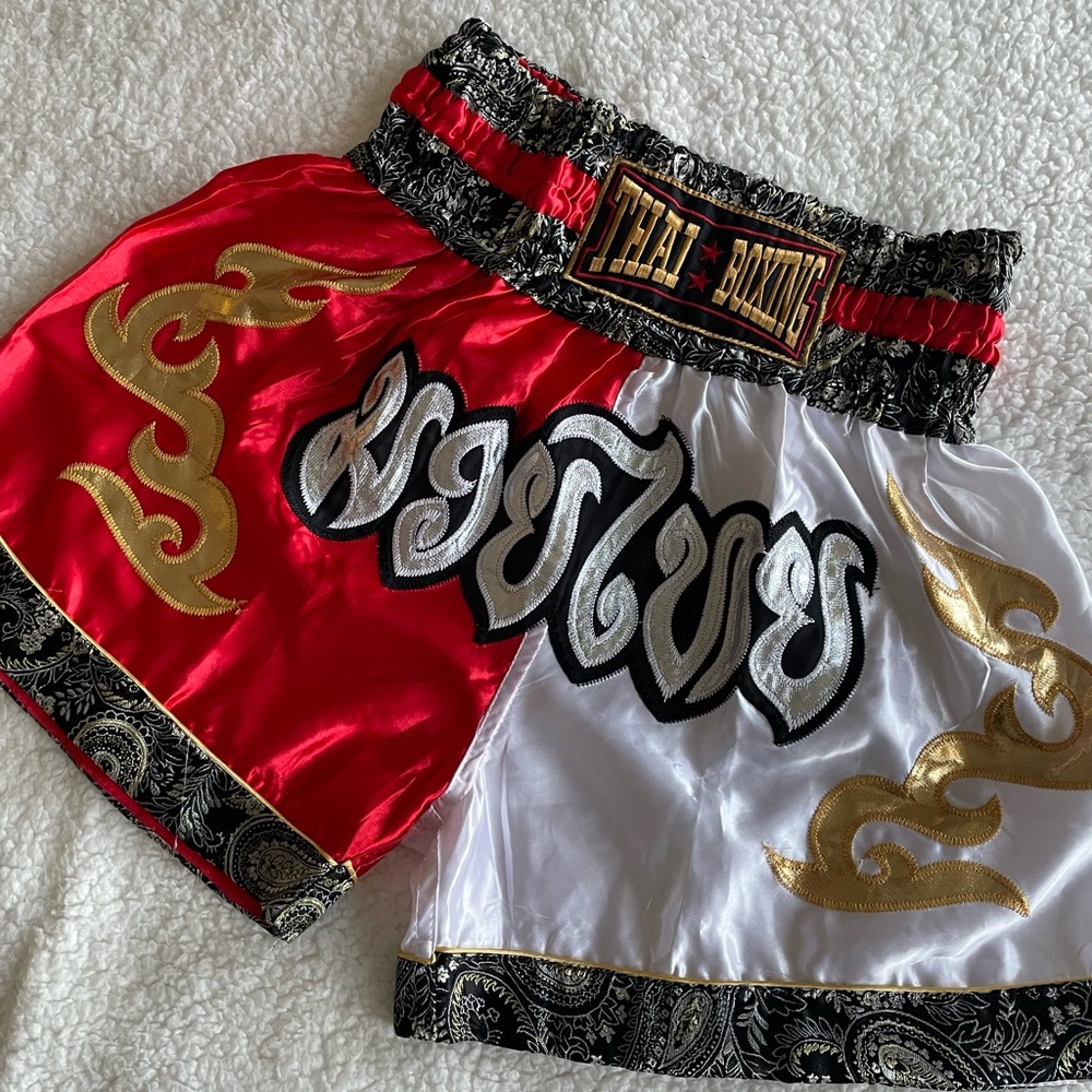 Red and White Muay Thai Shorts